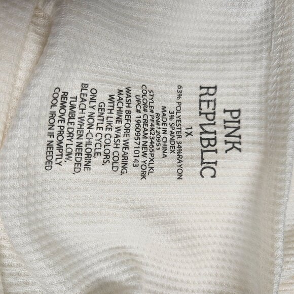 Pink Republic 1X Cream New York Long Sleeve Shirt - Picture 3 of 5